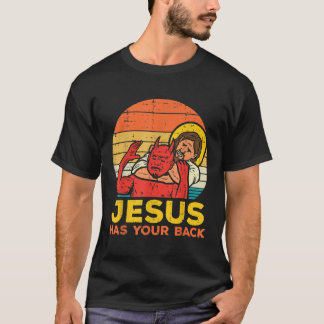 Jesus Has Your Back Jiu Jitsu Retro Christian Men  T-Shirt