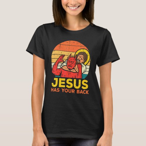 Jesus Has Your Back Jiu Jitsu Retro Christian Men  T_Shirt