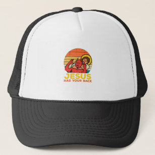 Jesus Has Your Back Jiu Jitsu Retro Christian Men Trucker Hat
