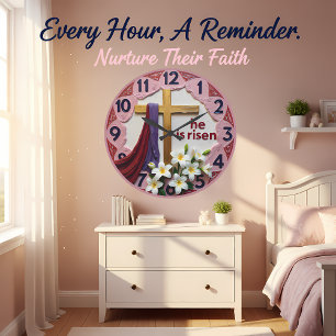 Jesus He Is Risen Easter Large Clock