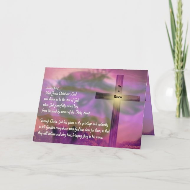 Jesus - He Is Risen - Easter Purple Holiday Card (Front)