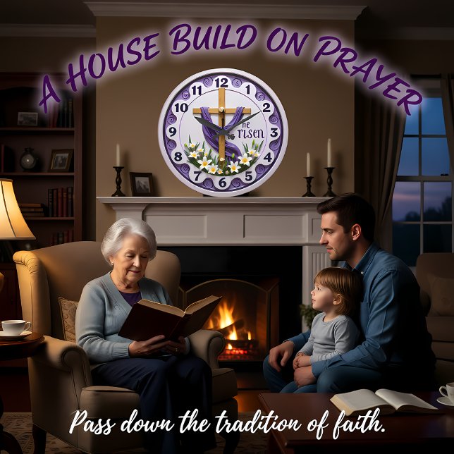 Jesus He Is Risen Purple Large Clock (Creator Uploaded)