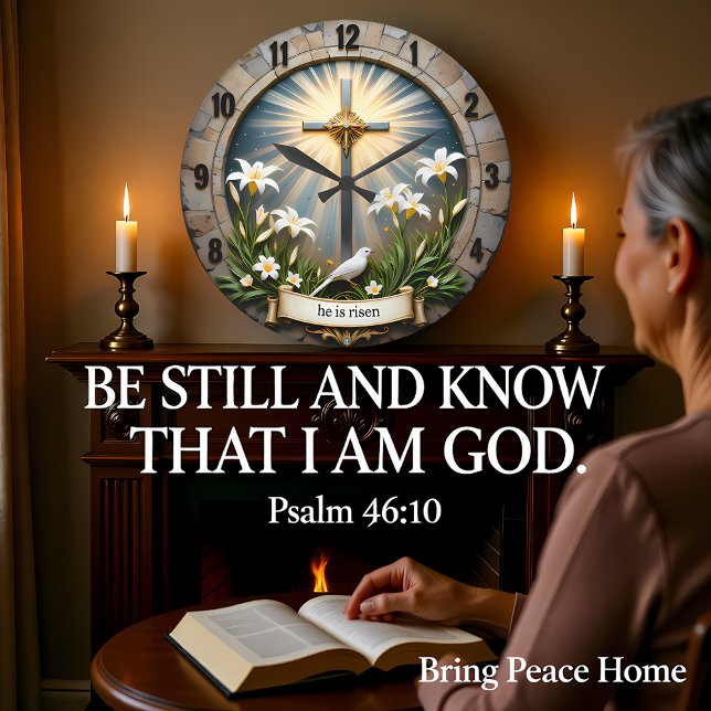 Jesus He Is Risen Stone Large Clock (Creator Uploaded)