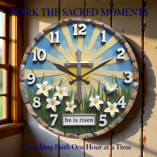 Jesus He Is Risen Sunburst Large Clock