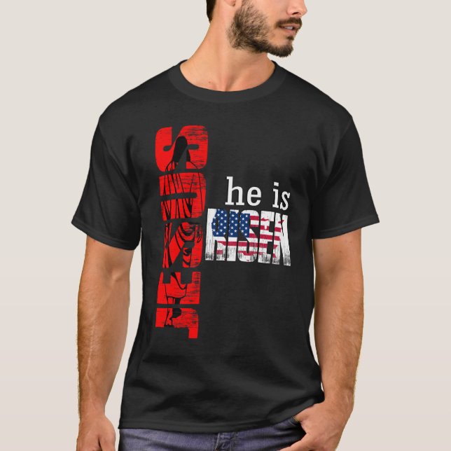 Jesus he is Risen USA T-Shirt (Front)
