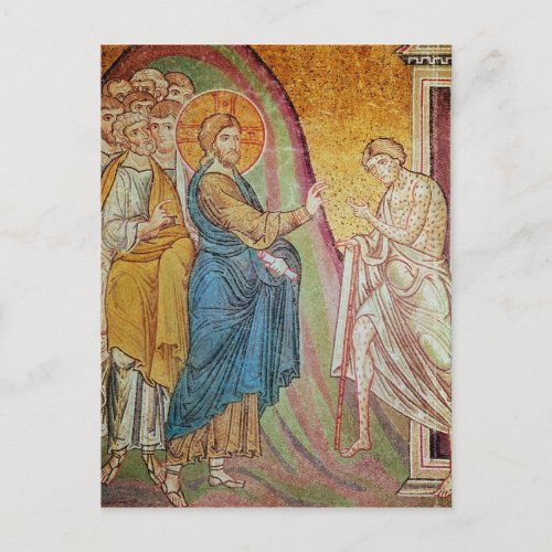 Jesus healing a leper postcard