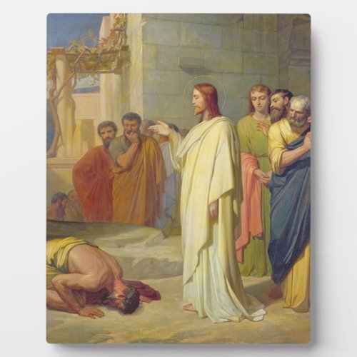 Jesus Healing The Leper 1864 Jean Marie Melchior Plaque