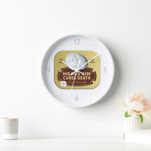 Jesus Heals Cures Pill - Funny Christian Faith  Clock