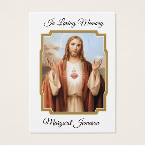 Jesus Heart Catholic Funeral Memorial Holy Card _