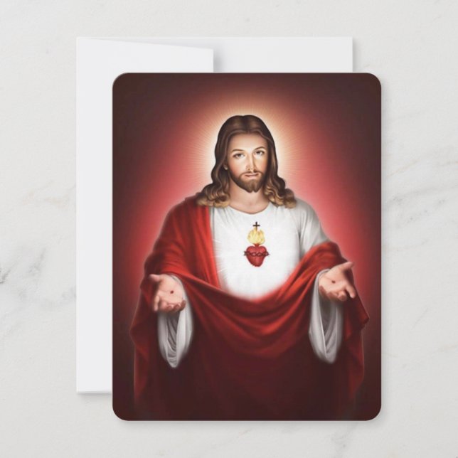Jesus Heart Catholic Funeral Memorial Holy Card  (Front)