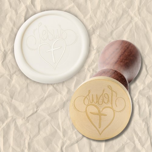 Jesus Heart Cross Solid Brass Wax Stamper