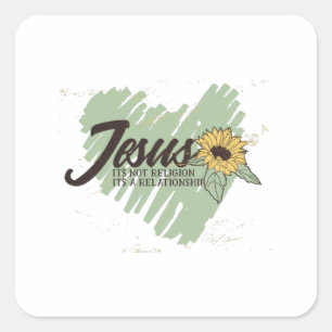 Jesus heart square sticker