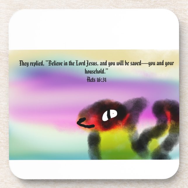 jesus here  beverage coaster (Front)