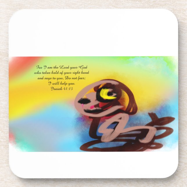 Jesus here  beverage coaster (Front)