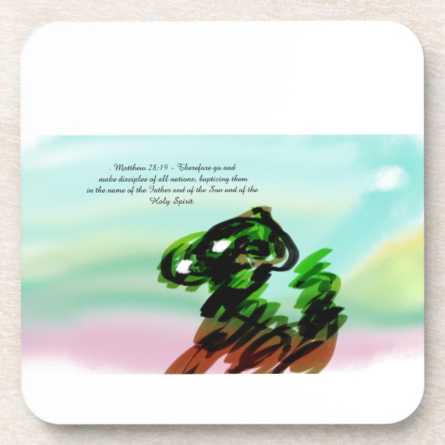 jesus here beverage coaster (Front)