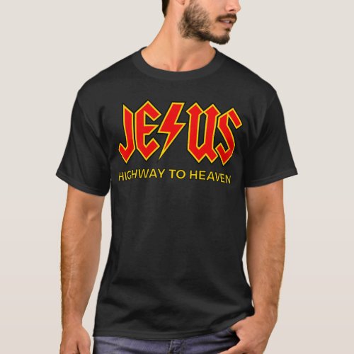 Jesus Highway to Heaven Rock Christianity Christ B T_Shirt
