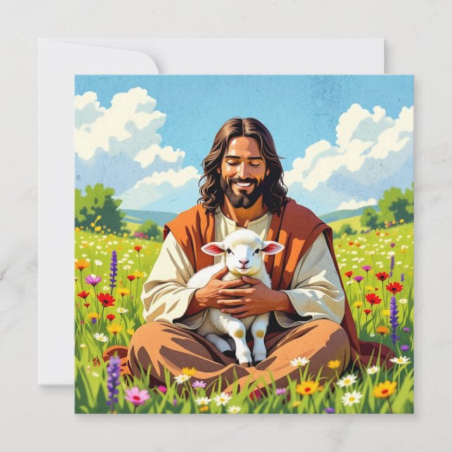 Jesus holding a Lamb | Religious Christian (Front)