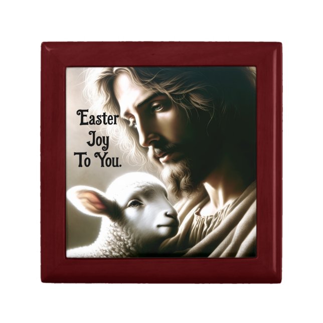 Jesus Holding A Lamb Wooden Gift Box (Front)