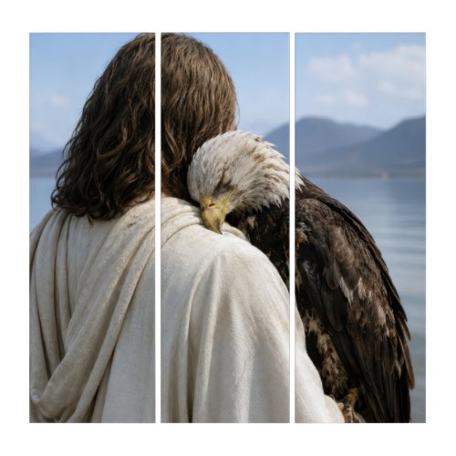 Jesus Holding a Sick Bald Eagle Triptych