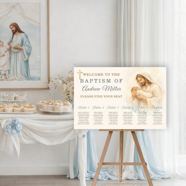 Jesus Holding Baby Baptism Reception Seating Chart Foam Board (Creator Uploaded)