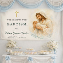 Jesus Holding Baby Baptism Welcome Watercolor