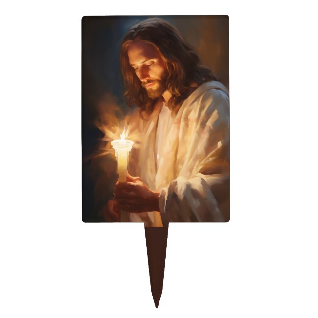 Jesus Holding Candle  Cake Topper (Front)