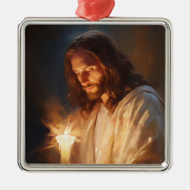 Jesus Holding Candle Ornament (Front)
