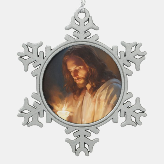 Jesus Holding Candle Ornament (Front)