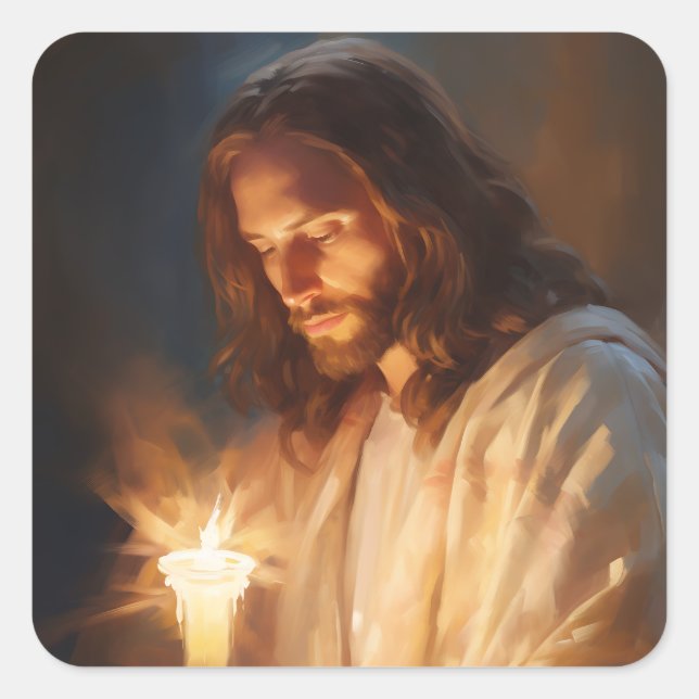 Jesus Holding Candle Stickers (Front)