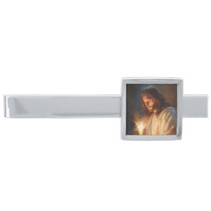 Jesus Holding Candle Tie Bar