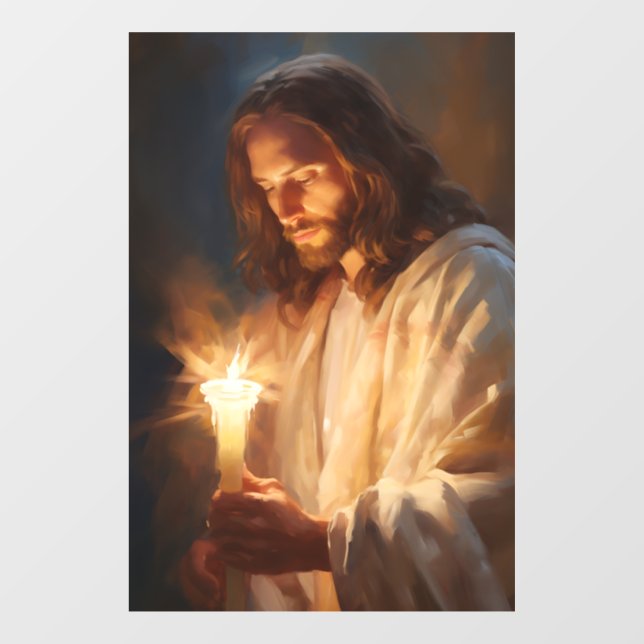 Jesus Holding Candle Window Cling (Sheet)