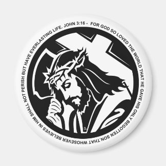 Jesus holding Cross with John 3:16 quote Magnet
