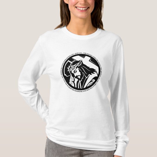 Jesus holding Cross with John 3:16 quote T-Shirt