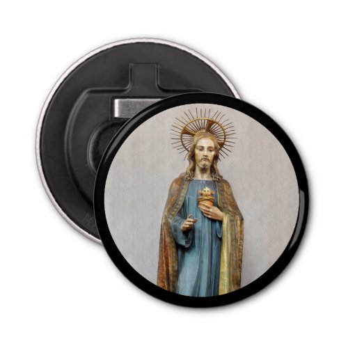 Jesus Holding Golden Sacred Heart Bottle Opener