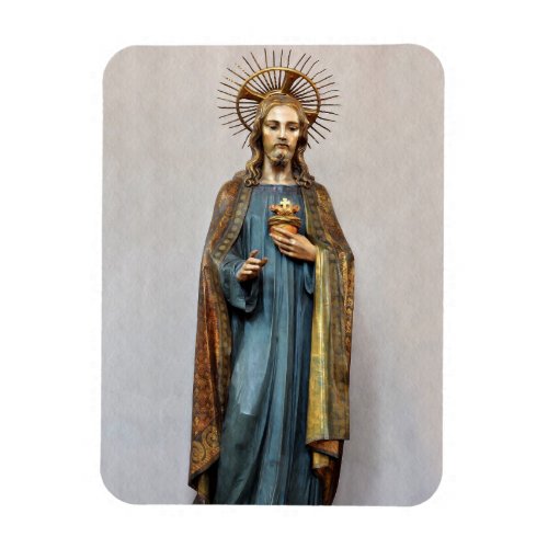 Jesus Holding Golden Sacred Heart Magnet