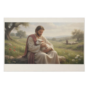Jesus Holding Lamb Christian Canvas Wall Art