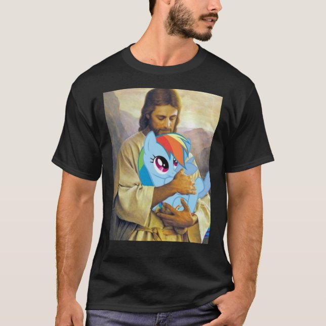 Jesus holding rainbow dash Classic T-Shirt (Front)