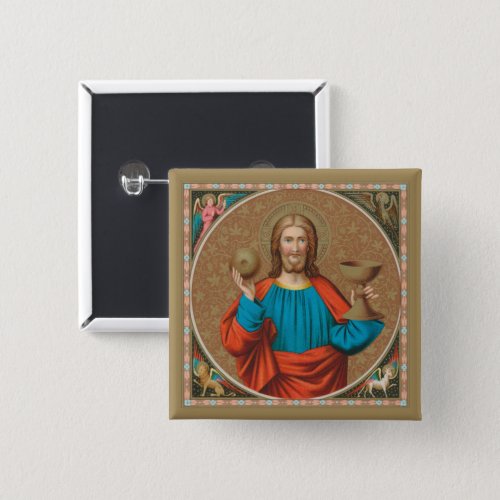 Jesus Holding Up the Eucharist SNV 050 Button