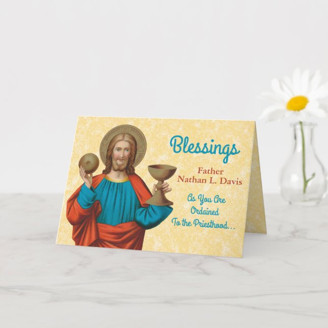Jesus Holding Up the Eucharist (SNV 050) Card (Small Plant)