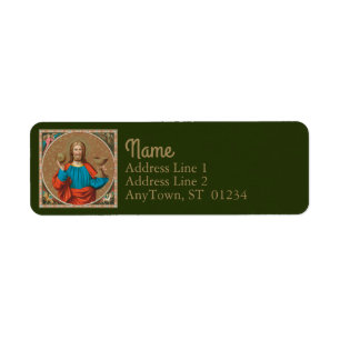 Jesus Holding Up the Eucharist (SNV 050) Label