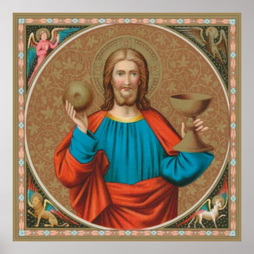Jesus Holding Up the Eucharist SNV 050 Poster