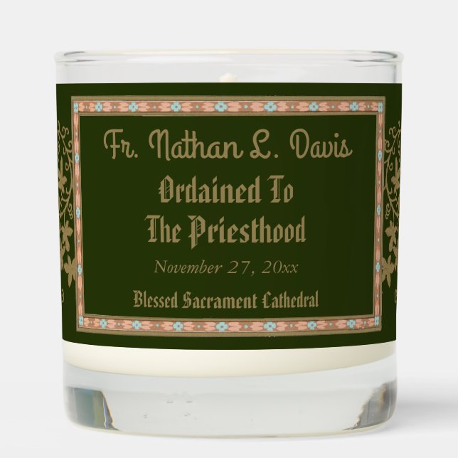 Jesus Holding Up the Eucharist (SNV 50) Ordination Scented Candle (Back)