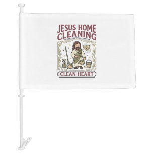 Jesus Home Cleaning Clean Heart Jesus Home Cleanin Car Flag