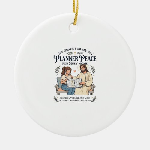 Jesus Homeschool Mom Planner Shirt Faith Based Des Ceramic Ornament
