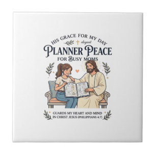 Jesus Homeschool Mom Planner Shirt Faith Based Des Ceramic Tile