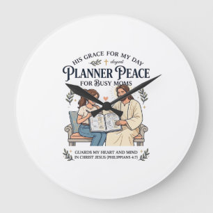 Jesus Homeschool Mom Planner Shirt Faith Based Des Large Clock
