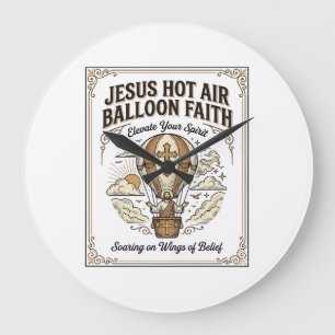 Jesus Hot Air Balloon Faith Jesus Hot Air Balloon Large Clock