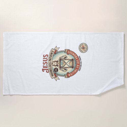 Jesus Hourglass Patience Jesus Hourglass Patience  Beach Towel