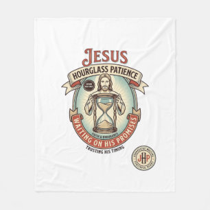 Jesus Hourglass Patience Jesus Hourglass Patience  Fleece Blanket