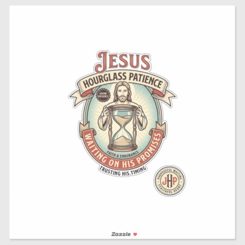 Jesus Hourglass Patience Jesus Hourglass Patience  Sticker